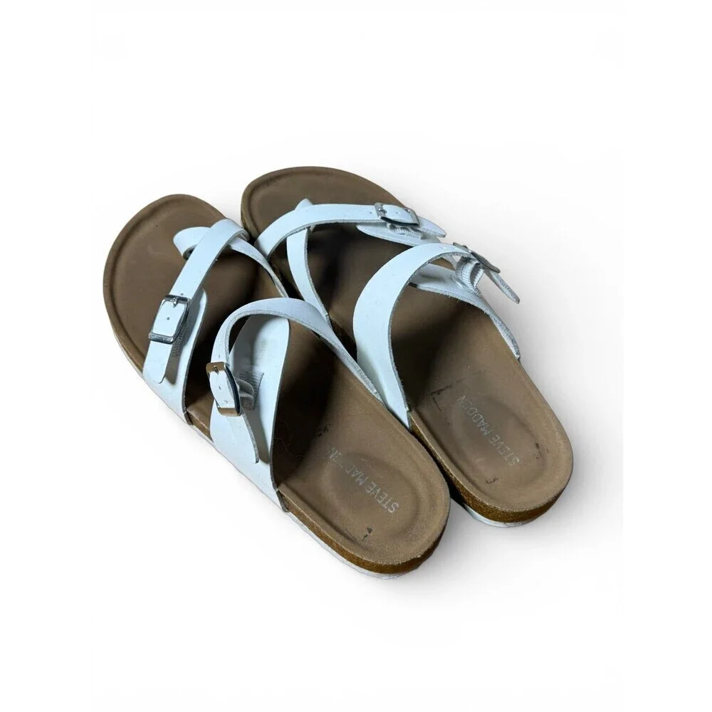 Madden Girl Bryceee Strappy Footbed White Sandal Kids Youth Size 5